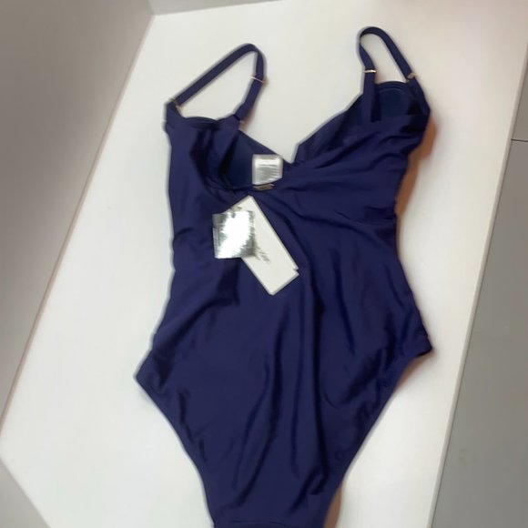 NWT Calvin Klein Twist Front Navy One Piece swimsuit - Picture 3 of 3